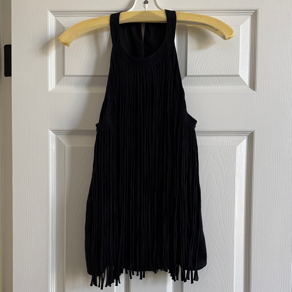 Elegant Black Fringe Women's Top